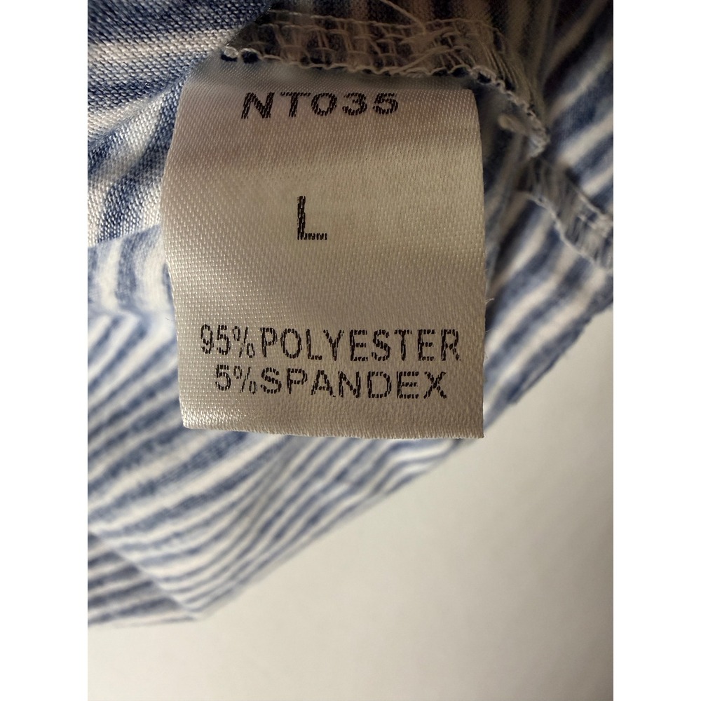 THML Embroidered Top Blue stripe and Rust sleeveless v neck large - Picture 5 of 5